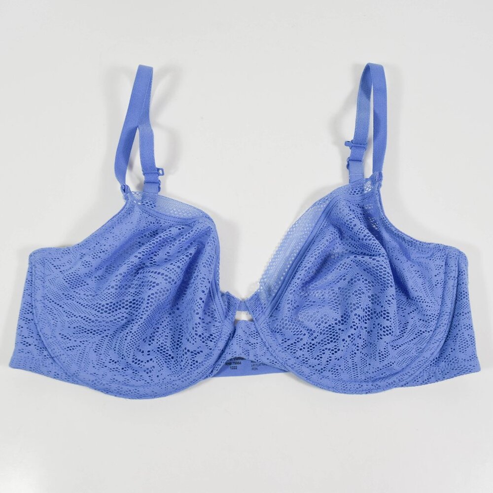 Soma 1222 Blue Unlined Lace PC Perfect Coverage Underwire Bra Sz 32D